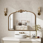 Besdomus Vintage Arched Gold Mirror: 32"x24" French Large Gold Vintage Wall - Image 3