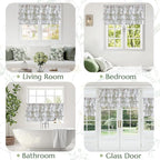 jinchan Ruffled Floral Valance Linen Shabby Chic Small Window Curtain 18 Inch - Image 4