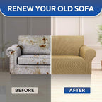 Stretch Loveseat Couch Cover, 2 Cushion Couch Slipcover, Tan | 1-Piece Washable - Image 7
