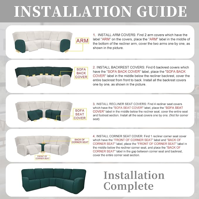 100% Waterproof Sectional Recliner Couch Covers - Image 7