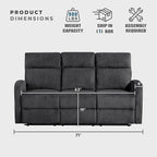 Lexicon Manual Reclining Sofa, Textured Microfiber Recliner Sofa, Wall Hugger - Image 5