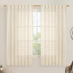 Linen Curtains 63 Inch for Bedroom Light Filtering Panels 60 x 63 Inch by LAMIT