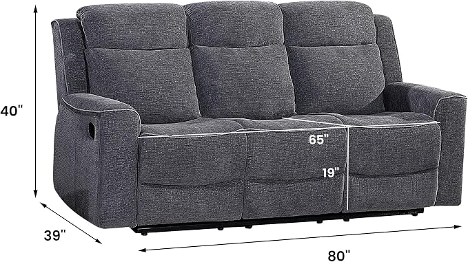 Betsy Furniture Soft Microfiber Manual Reclining Sofa Set, Sofa w/Dropdown Table - Image 2
