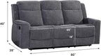 Betsy Furniture Soft Microfiber Manual Reclining Sofa Set, Sofa w/Dropdown Table - Image 2