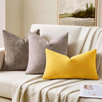 MIULEE Yellow Chenille Couch Lumbar Throw Pillow Covers, 12x20 | Set of 2 - Image 3