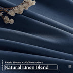 Navy Blue Pinch Pleated Full Blackout Linen 80 Inch Window Curtains | Room - Image 5