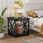 GreenForest End Table with 2-Tier Storage Shelf, 19.7 inch Side Table - Image 7