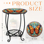 Cinnvoice Outdoor Side Table Round Small Mosaic Patio Accent Indoor End Plant - Image 3