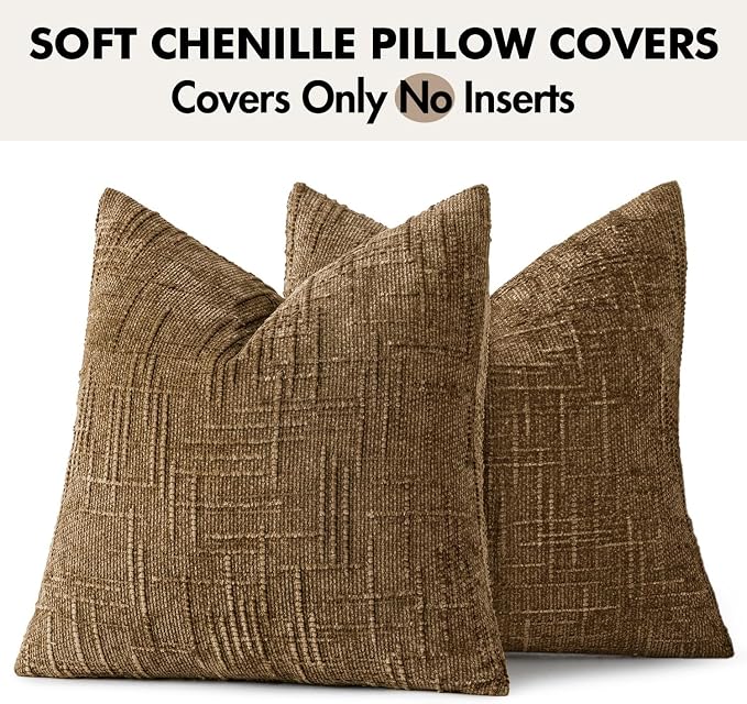 MIULEE Chenille Textured Fall Throw Pillow Covers Bronze 20x20 Set of 2 | - Image 7