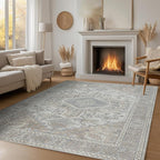 9x12 Washable Area Rugs for Living Room, Dining Room- Retro Taupe | Ultra Soft - Image 9