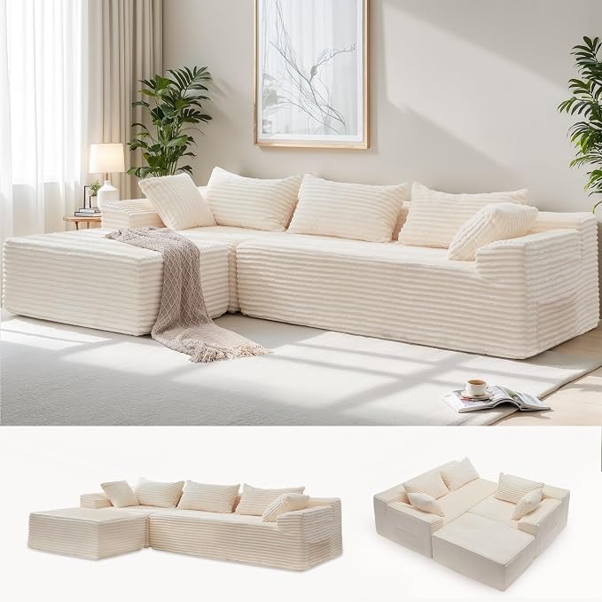 Korser 110" L-Shaped Modular Sectional Sofa by KORSER