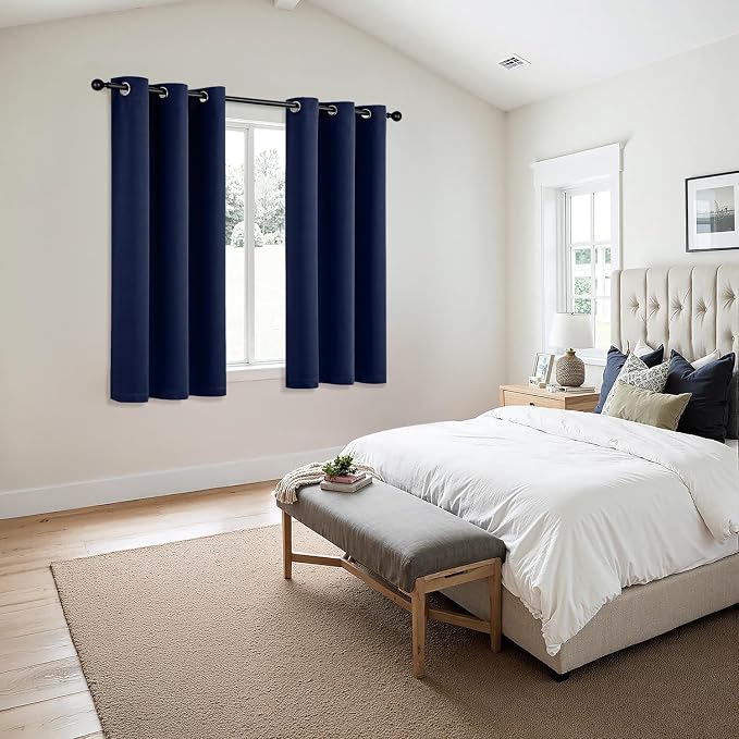 MIULEE Blackout Curtains for Bedroom 2 Panels 34 x 54 Inch Long Navy Blue | - Image 6