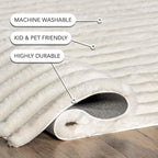 nuLOOM Kai Off White Striped Washable Area Rug, Off White - Image 6