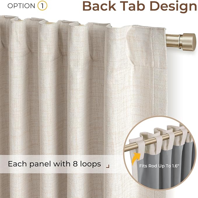 INOVADAY 100% Blackout Curtains 108 Inches Length 2 Panels Set, Back Tab/Rod - Image 3