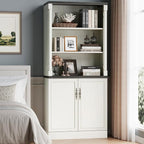 Bookshelf with Doors, Floor Standing Display Storage Cabinet - Image 8
