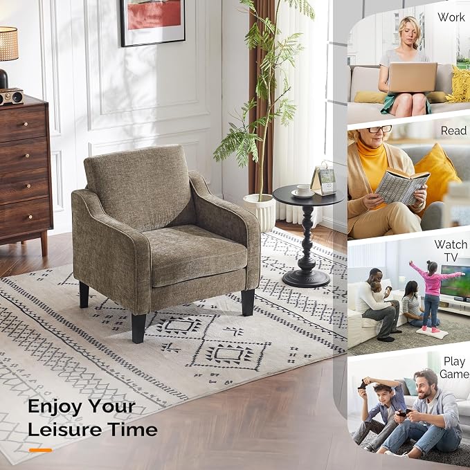 VINGLI Accent Chair for Living Room Chairs Light Brown Reading Chair for - Image 8
