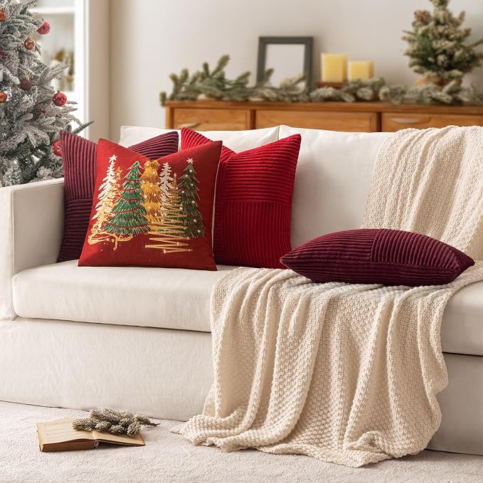 MIULEE Christmas Red Decorative Throw Pillow Covers - Image 4