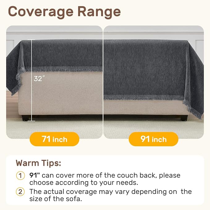 2 Pieces Sectional Couch Covers L Shaped Cover XXL Dark Gray | Thick Washable - Image 5