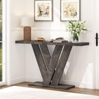 karlott 51 Inch Console Table, Modern V-Shaped Entryway Table, Wood Sofa Table - Image 3