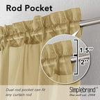 Simplebrand Gold Sheer Curtains 96 Inches Long 2 Panels, Light Filtering Rod - Image 2