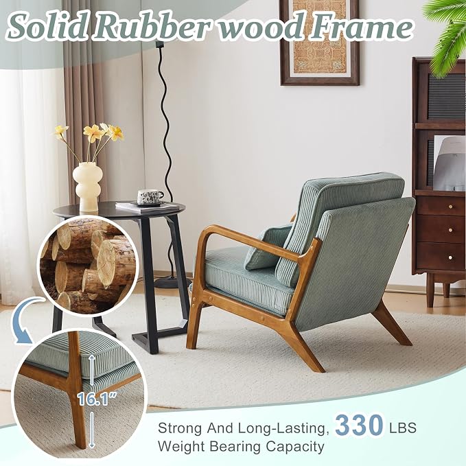 VINGLI Upgraded Premium Corduroy Accent Chair, Upholstered Arm Chair, Solid - Image 5