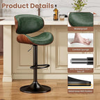 YaFiti Bar Stools Modern PU Leather Adjustable Swivel Barstools, Kitchen - Image 5