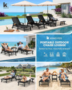 KINGYES HDPE Lounge Chair Outdoor, Patio Chaise Lounge Recliner - Image 8