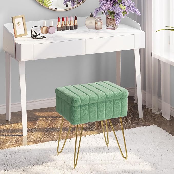 Greenstell Vanity Stool Chair Faux Fur - Image 2