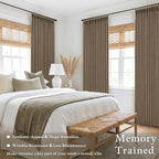 Latte 96 Inch Pinch Pleated Blackout Linen Curtains - Image 9