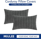 MIULEE Lumbar Corduroy Decorative Throw Pillow Covers 12x20 Dark Grey | Pack of - Image 6