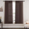 Coffee Linen Curtains for Living Room Back Tab Rod Pocket Semi Sheer Curtain 63 by Nanspring