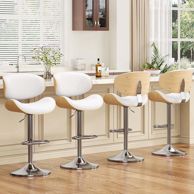 YaFiti Swivel Bar Stools for Kitchen Counter, Adjustable Bentwood Barstools - Image 7