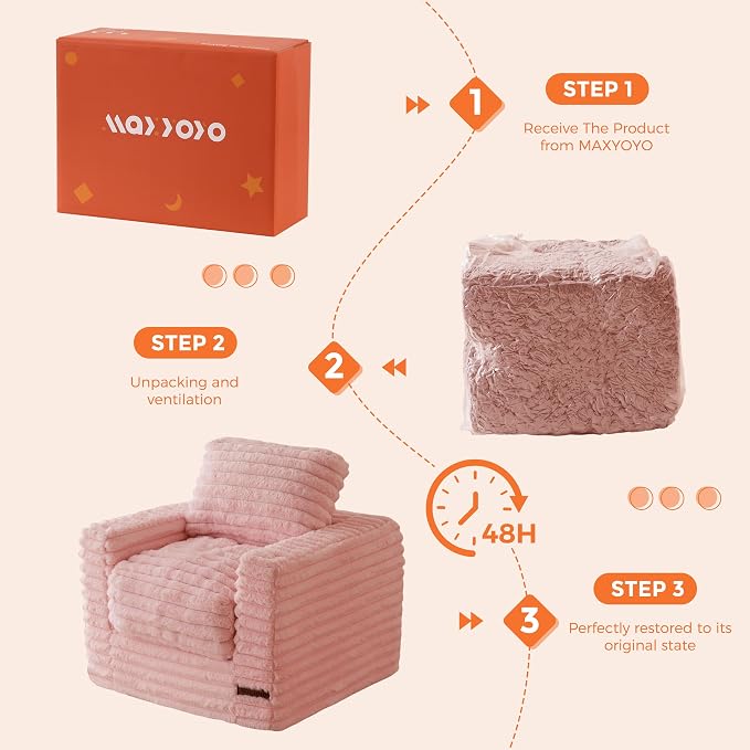 MAXYOYO Kids Bean Bag Chair, Comfy Faux Fur Bean Bag Sofa - Image 7