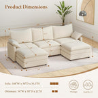 Vesgantti 108" U Shaped Sectional Couch, Comfy Cloud Modular Sectional Sofa - Image 2