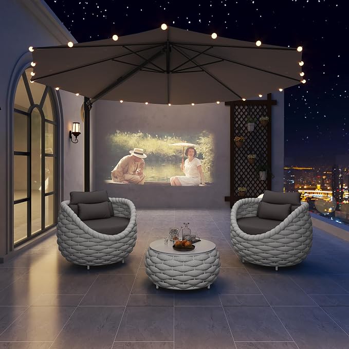 TWT Aluminum Outdoor Patio Furniture Set, 4 Textilene Armchairs Modern Outdoor - Image 8