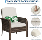 GarveeHome Outdoor Wicker Chairs Set of 2, All-Weather High Back Rattan Patio - Image 5