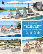 KINGYES HDPE Lounge Chair Outdoor, Patio Chaise Lounge Recliner - Image 8