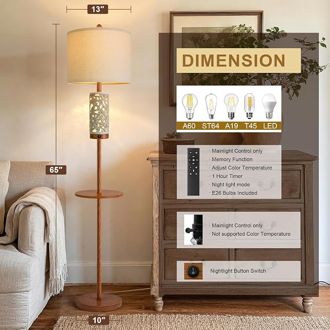 OYEARS Dimmable Farmhouse Floor Lamp - Image 7