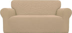 Easy-Going Stretch Loveseat Couch Covers Washable Sand | 1-Piece Loveseat Covers by Easy-Going