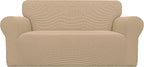 Easy-Going Stretch Oversized Loveseat Couch Covers Washable Sand | 1-Piece by Easy-Going