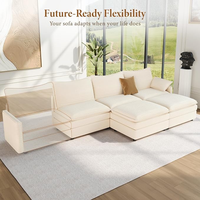 Vesgantti 108" U Shaped Sectional Couch, Comfy Cloud Modular Sectional Sofa - Image 8