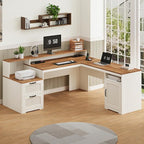 YOMILUVE 63" Farmhouse L Shaped Executive Desk - Image 3