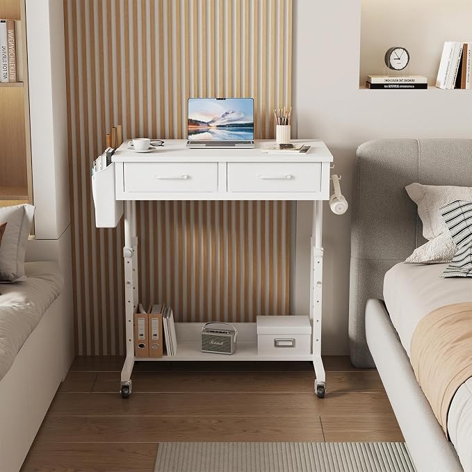 WINAZ Small Rolling Desk with Drawers & Storage - Image 7