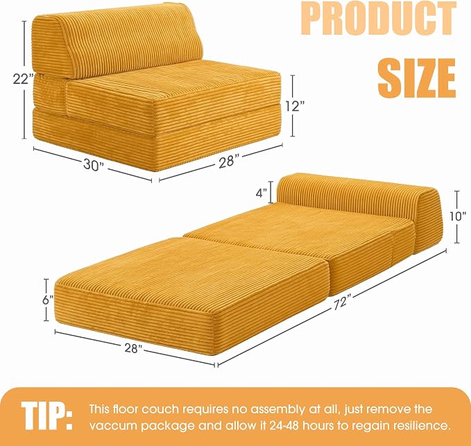 Kasunpul Folding Sofa Bed with Pillow, Memory Foam Fold Out Chair Bed, - Image 2