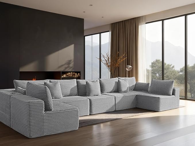 168" Cloud Sectional Couch, Comfort U Shaped Sofa by VYUXWO
