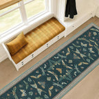 2x10 Hallway Runner Rug, Washable Foldable Green Boho Carpet - Image 3
