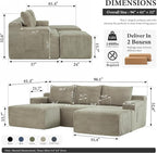 96" Sectional Couches for Living Room Cloud Couch Sofa - Image 2