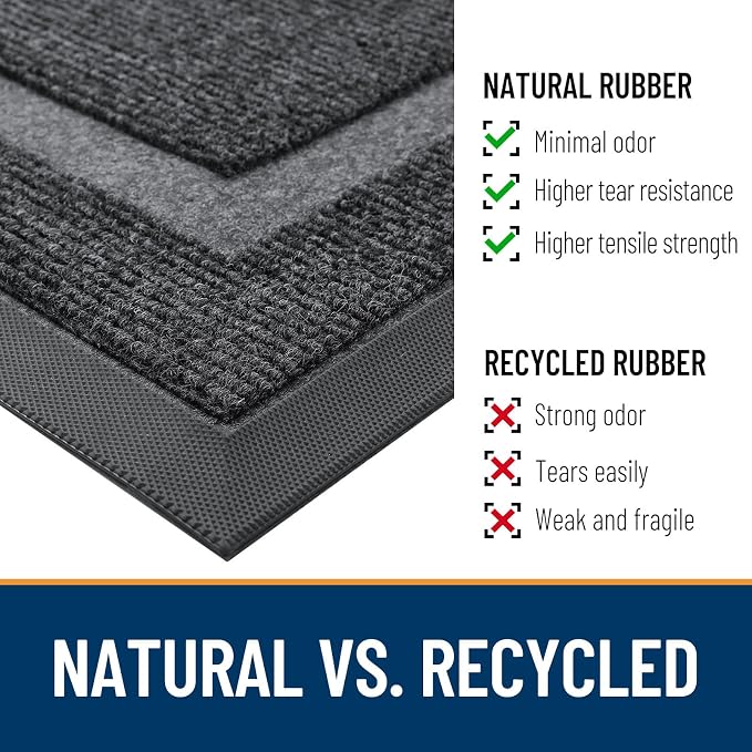 OLANLY Front Door Mat Outside 59x34, All-Season Heavy-Duty Rubber Doormat | Grey - Image 4