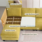 124" Modular Sectional Sofa, Modern Linen U-Shaped 6 Seater Sectional Sofa - Image 5