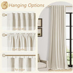 100% Blackout Linen Curtains for Bedroom 96 inches Long, Thermal Insulated Room - Image 6